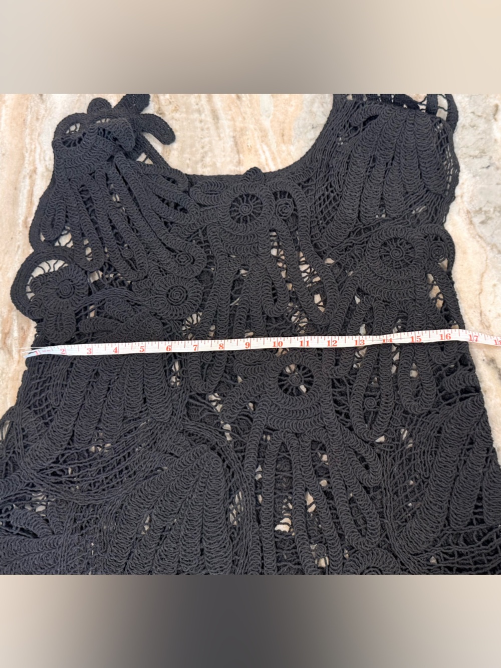 NWT Women’s COMMENSE black crocheted sweater top- Size Small - Picture 8 of 12